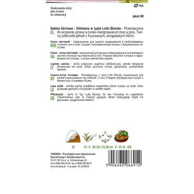 Sałata liściowa Lollo Bionda wczesna nasiona